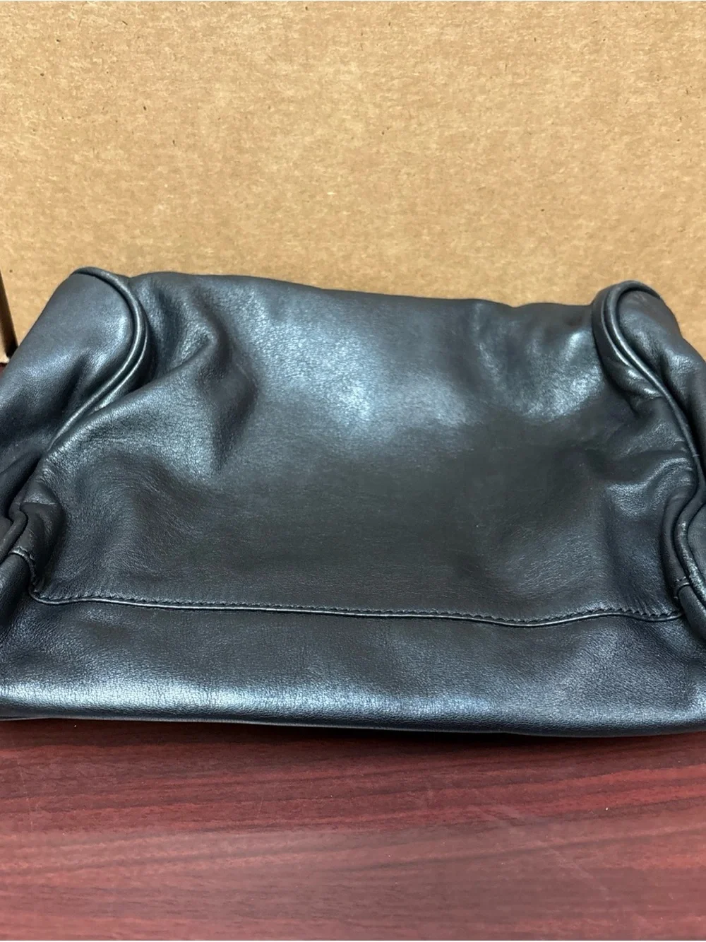 Tumi Black Zip Men's Toiletry Dopp Leather Bag Travel Missing Front Emblem